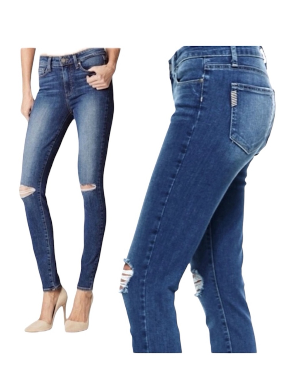 Paige Jeans Verdugo Ankle Jeans Distressed Cropped Dark Wash
